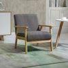Linen Fabric Accent Chair 64cm Wide With Wooden Frame - Velmora