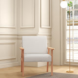 Linen Fabric Accent Chair 64cm Wide With Wooden Frame - Velmora