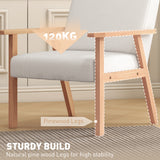 Linen Fabric Accent Chair 64cm Wide With Wooden Frame - Velmora