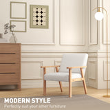 Linen Fabric Accent Chair 64cm Wide With Wooden Frame - Velmora