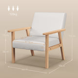 Linen Fabric Accent Chair 64cm Wide With Wooden Frame - Velmora