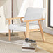 Linen Fabric Accent Chair 64cm Wide With Wooden Frame - Velmora