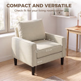 Linen Fabric Accent Chair 68cm Wide With Cushion - Velmora