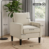 Linen Fabric Accent Chair 68cm Wide With Cushion - Velmora