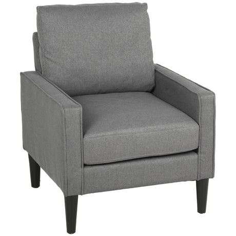 Linen Fabric Accent Chair 68cm Wide With Cushion - Velmora