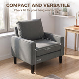 Linen Fabric Accent Chair 68cm Wide With Cushion - Velmora