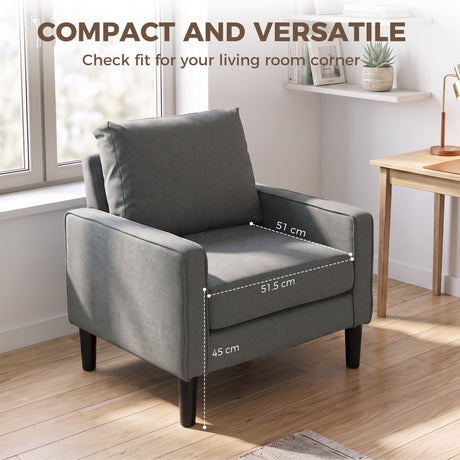 Linen Fabric Accent Chair 68cm Wide With Cushion - Velmora