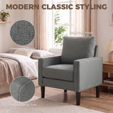 Linen Fabric Accent Chair 68cm Wide With Cushion - Velmora