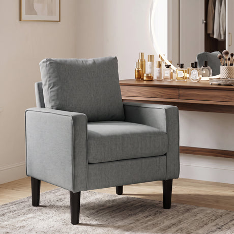 Linen Fabric Accent Chair 68cm Wide With Cushion - Velmora