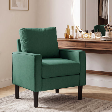 Linen Fabric Accent Chair 68cm Wide With Cushion - Velmora