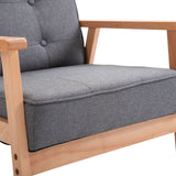 Linen Fabric Accent Chair 69cm Wide With Wooden Frame - Velmora