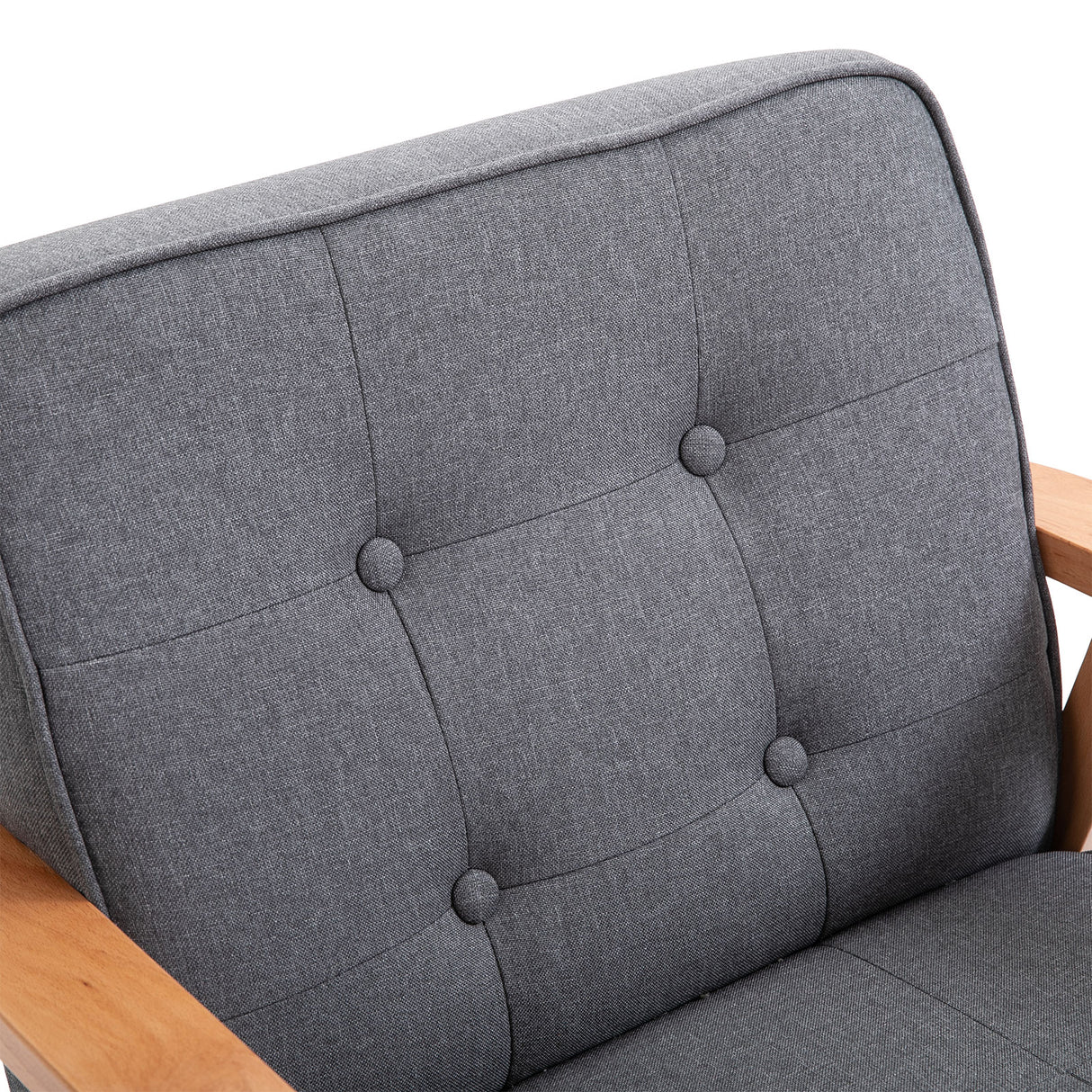Linen Fabric Accent Chair 69cm Wide With Wooden Frame - Velmora