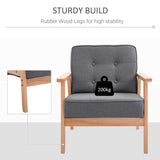 Linen Fabric Accent Chair 69cm Wide With Wooden Frame - Velmora