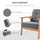 Linen Fabric Accent Chair 69cm Wide With Wooden Frame - Velmora