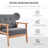 Linen Fabric Accent Chair 69cm Wide With Wooden Frame - Velmora