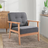 Linen Fabric Accent Chair 69cm Wide With Wooden Frame - Velmora