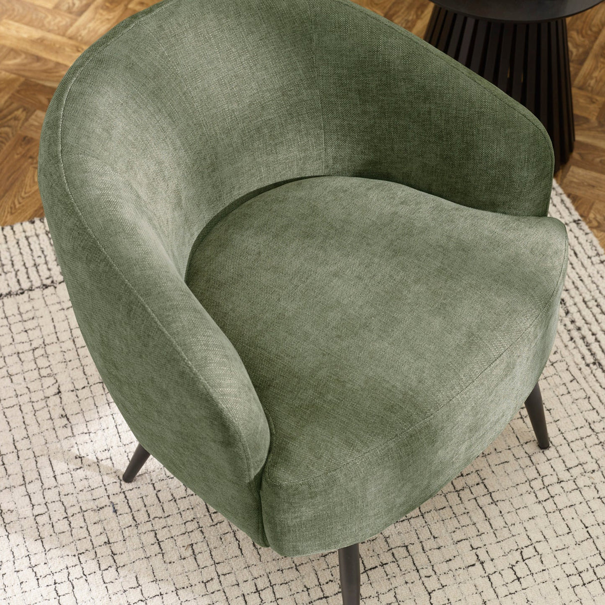 Linen Fabric Accent Chair With Black Metal Legs - Dahlia