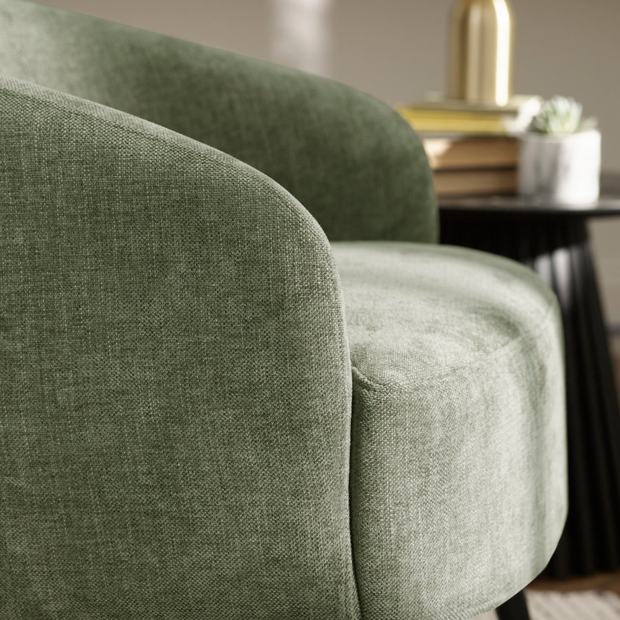 Linen Fabric Accent Chair With Black Metal Legs - Dahlia