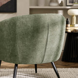 Linen Fabric Accent Chair With Black Metal Legs - Dahlia