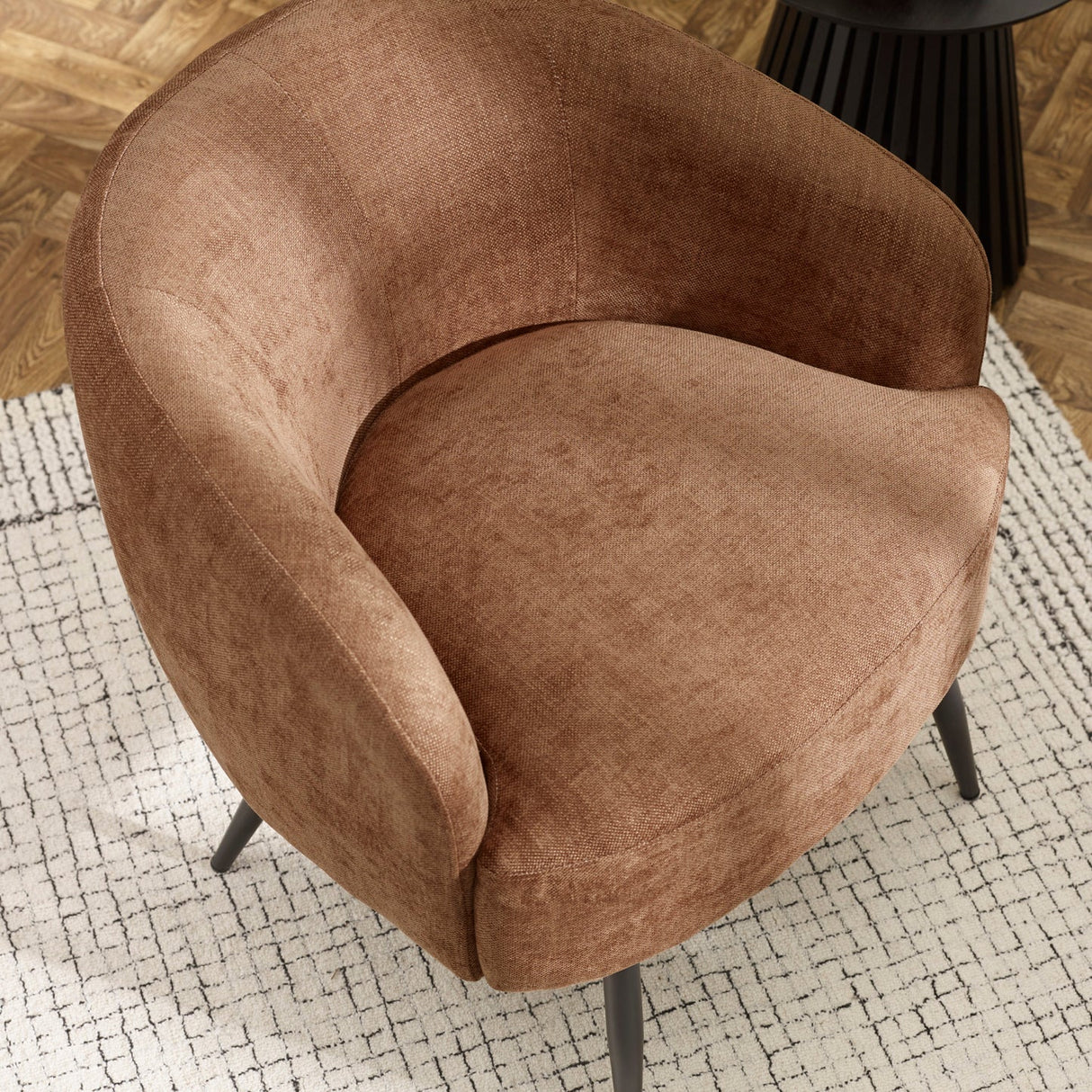 Linen Fabric Accent Chair With Black Metal Legs - Dahlia