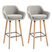 Linen Fabric Bar Chairs in Set Of 2 With Solid Wood Legs - Velmora