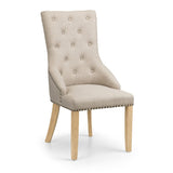 Linen Fabric Dining Chairs in Set Of 2 Button Back - Loire