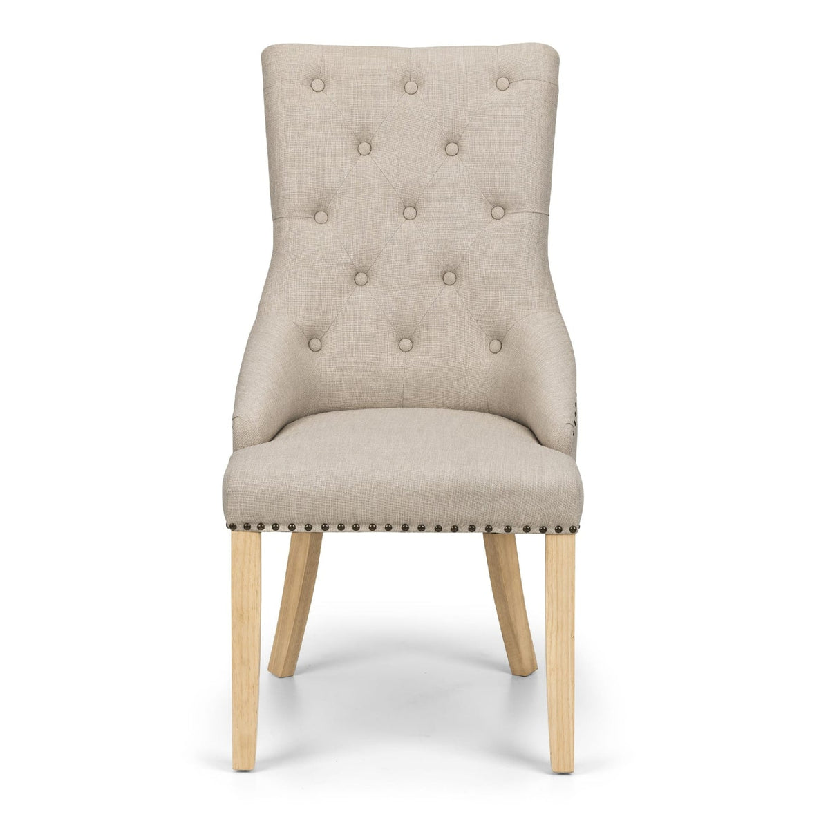 Linen Fabric Dining Chairs in Set Of 2 Button Back - Loire