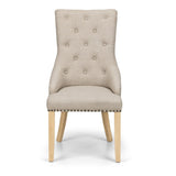 Linen Fabric Dining Chairs in Set Of 2 Button Back - Loire