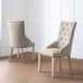 Linen Fabric Dining Chairs in Set Of 2 Button Back - Loire