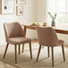 Linen Fabric Dining Chairs in Set Of 2 With Rubberwood Legs - Velmora