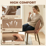 Linen Fabric Dining Chairs in Set Of 2 With Rubberwood Legs - Velmora
