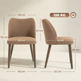 Linen Fabric Dining Chairs in Set Of 2 With Rubberwood Legs - Velmora