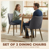 Linen Fabric Dining Chairs in Set Of 2 With Rubberwood Legs - Velmora