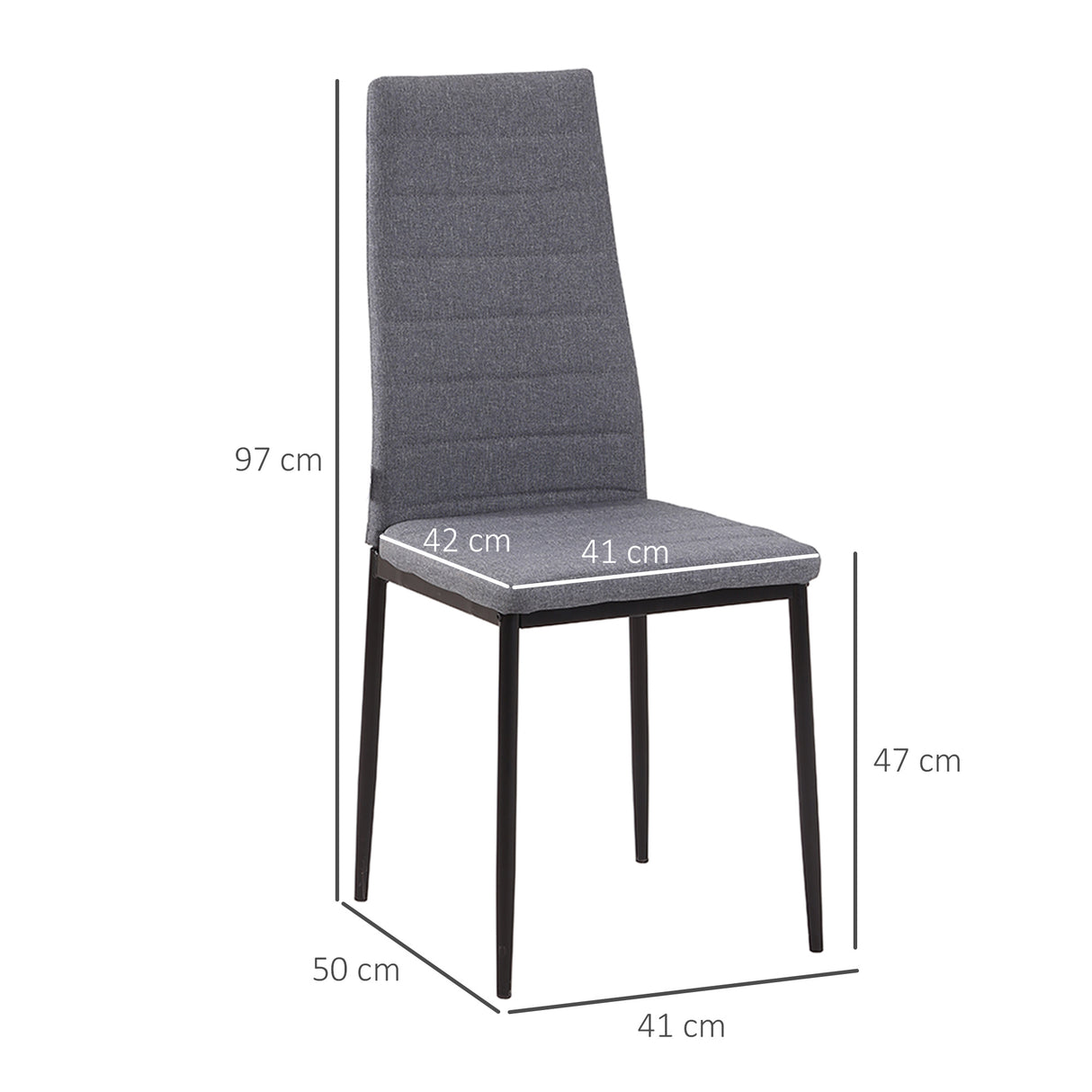 Linen Fabric Dining Chairs in Set Of 4 High Back - Velmora