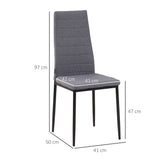 Linen Fabric Dining Chairs in Set Of 4 High Back - Velmora