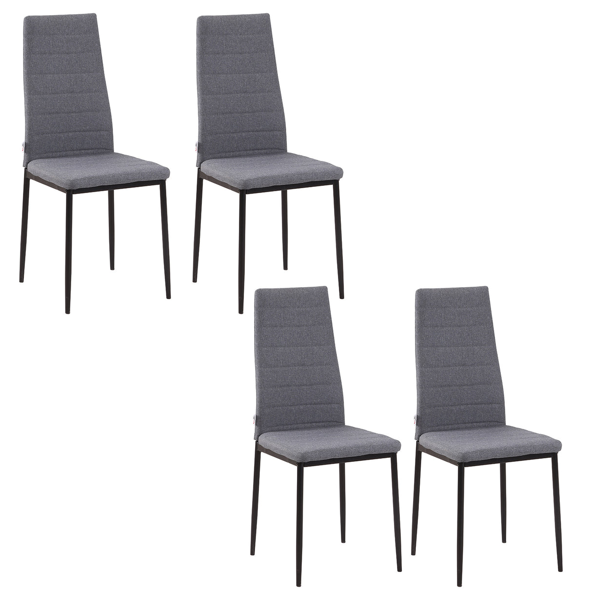 Linen Fabric Dining Chairs in Set Of 4 High Back - Velmora