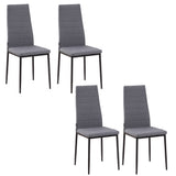 Linen Fabric Dining Chairs in Set Of 4 High Back - Velmora