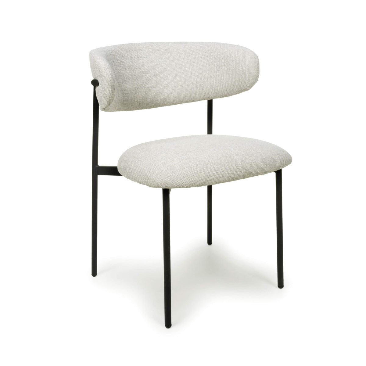 Linen Fabric Dining Chairs in Set Of 2 With Black Metal Frame - Marisa