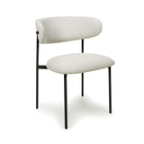 Linen Fabric Dining Chairs in Set Of 2 With Black Metal Frame - Marisa