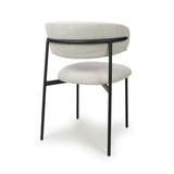 Linen Fabric Dining Chairs in Set Of 2 With Black Metal Frame - Marisa