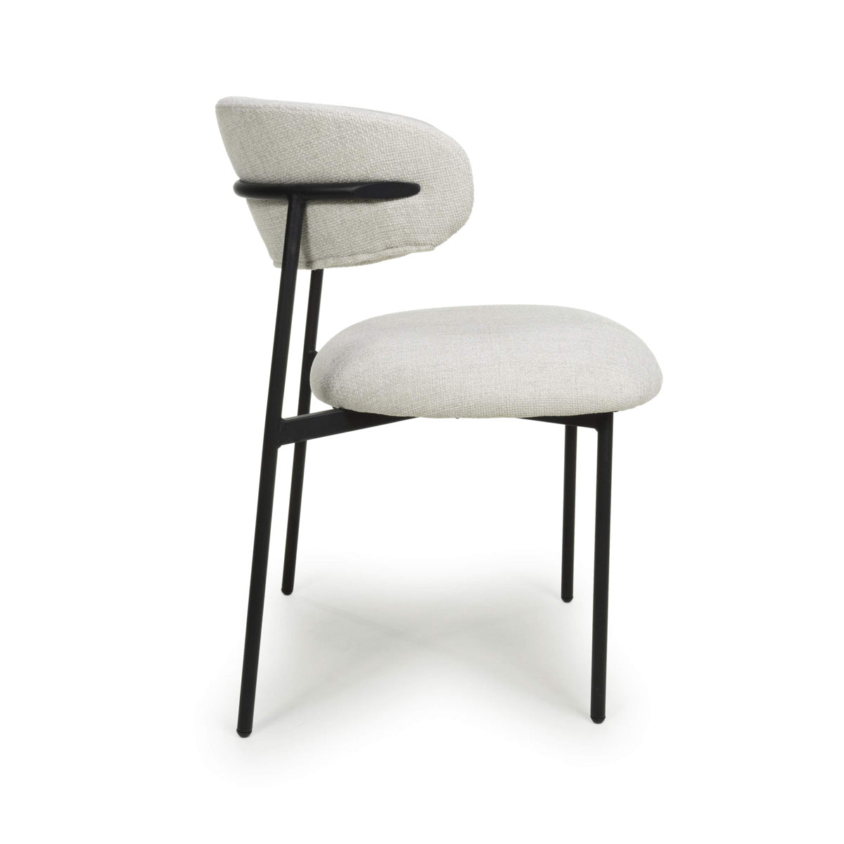 Linen Fabric Dining Chairs in Set Of 2 With Black Metal Frame - Marisa