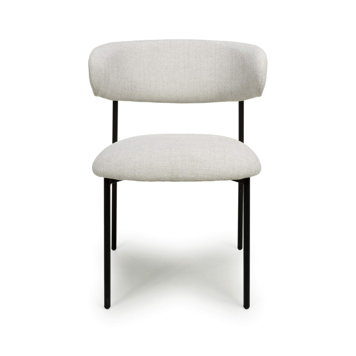 Linen Fabric Dining Chairs in Set Of 2 With Black Metal Frame - Marisa