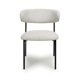 Linen Fabric Dining Chairs in Set Of 2 With Black Metal Frame - Marisa