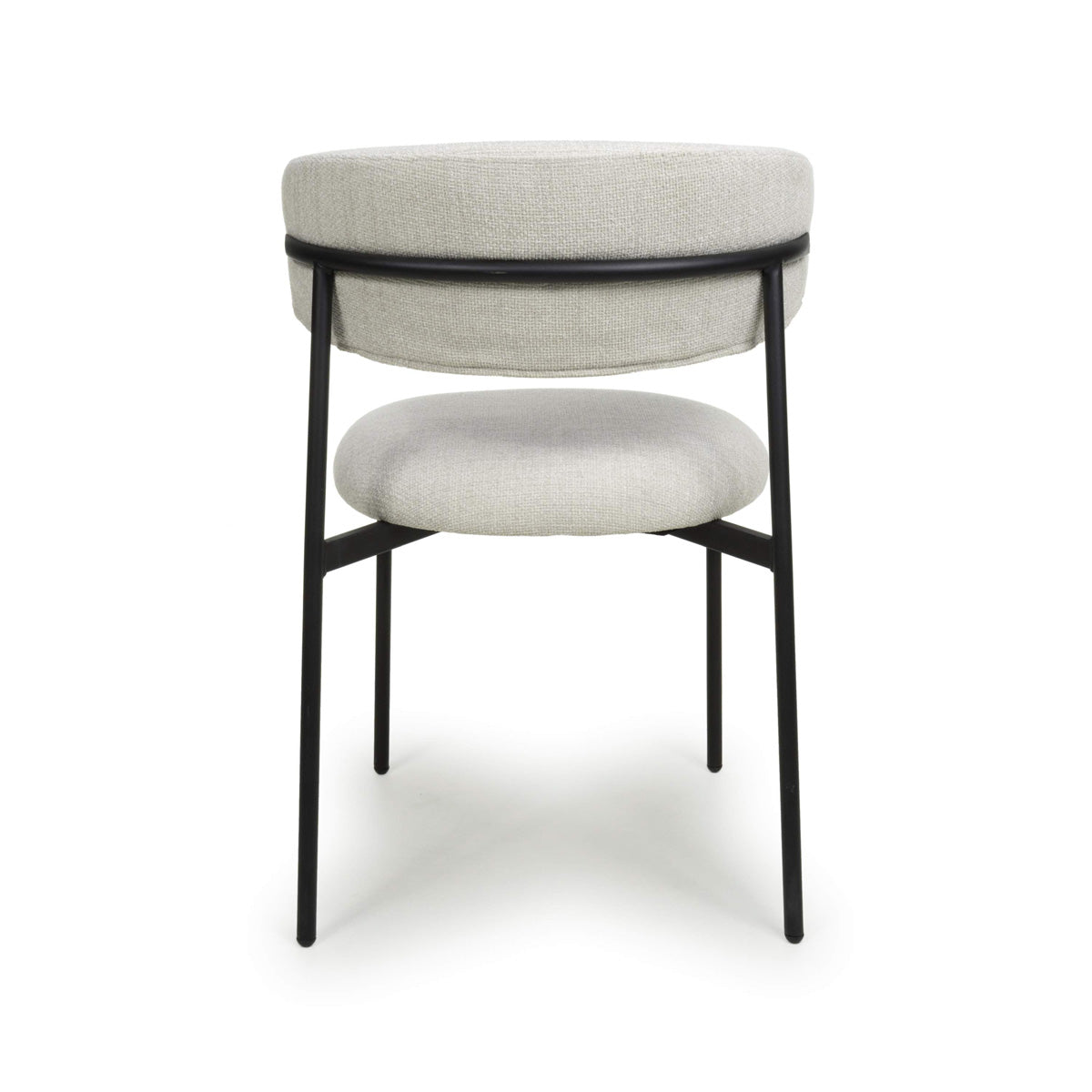 Linen Fabric Dining Chairs in Set Of 2 With Black Metal Frame - Marisa