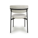 Linen Fabric Dining Chairs in Set Of 2 With Black Metal Frame - Marisa