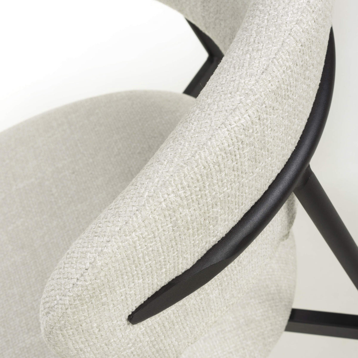 Linen Fabric Dining Chairs in Set Of 2 With Black Metal Frame - Marisa