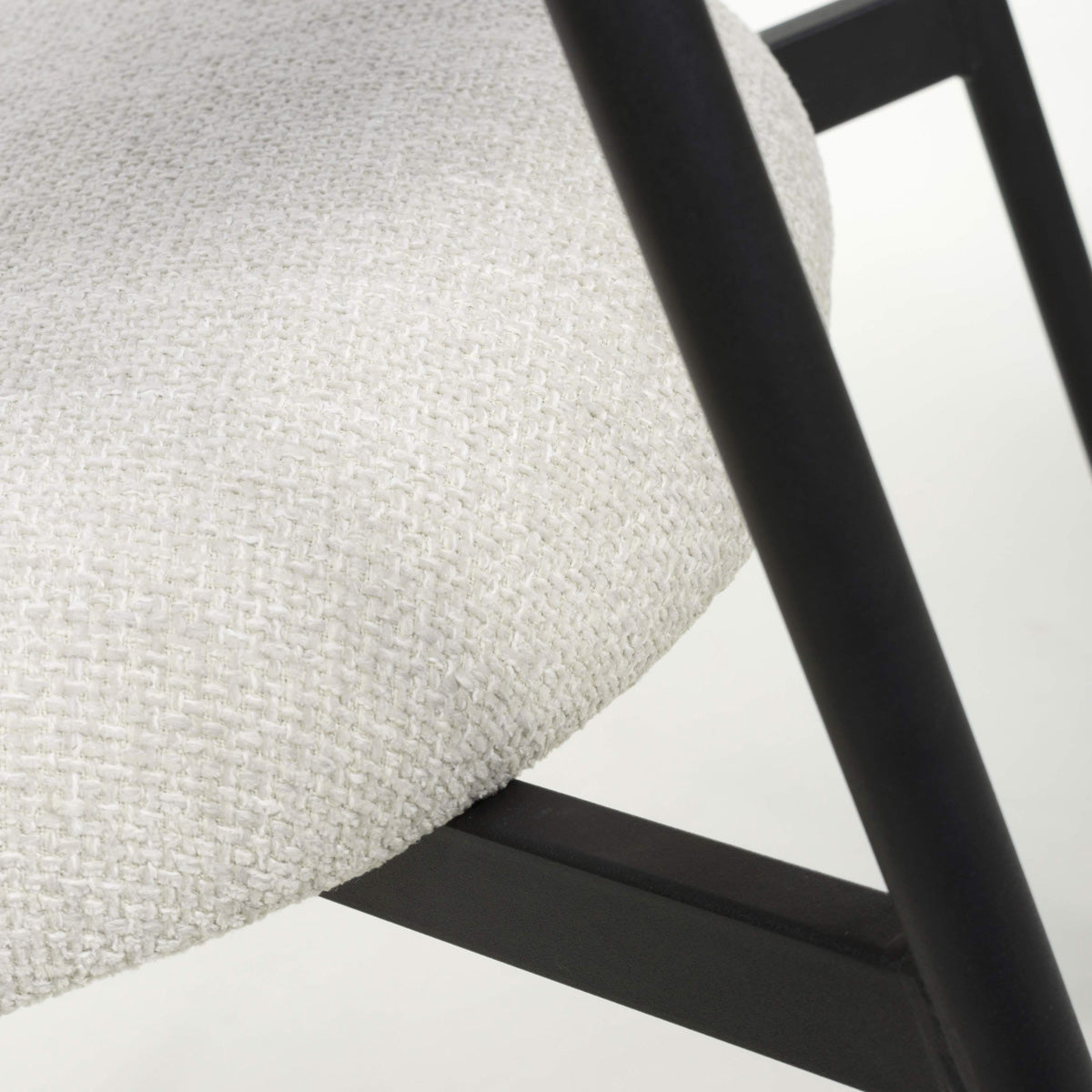 Linen Fabric Dining Chairs in Set Of 2 With Black Metal Frame - Marisa