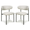 Linen Fabric Dining Chairs in Set Of 2 With Black Metal Frame - Marisa
