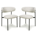 Linen Fabric Dining Chairs in Set Of 2 With Black Metal Frame - Marisa