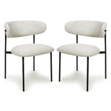 Linen Fabric Dining Chairs in Set Of 2 With Black Metal Frame - Marisa